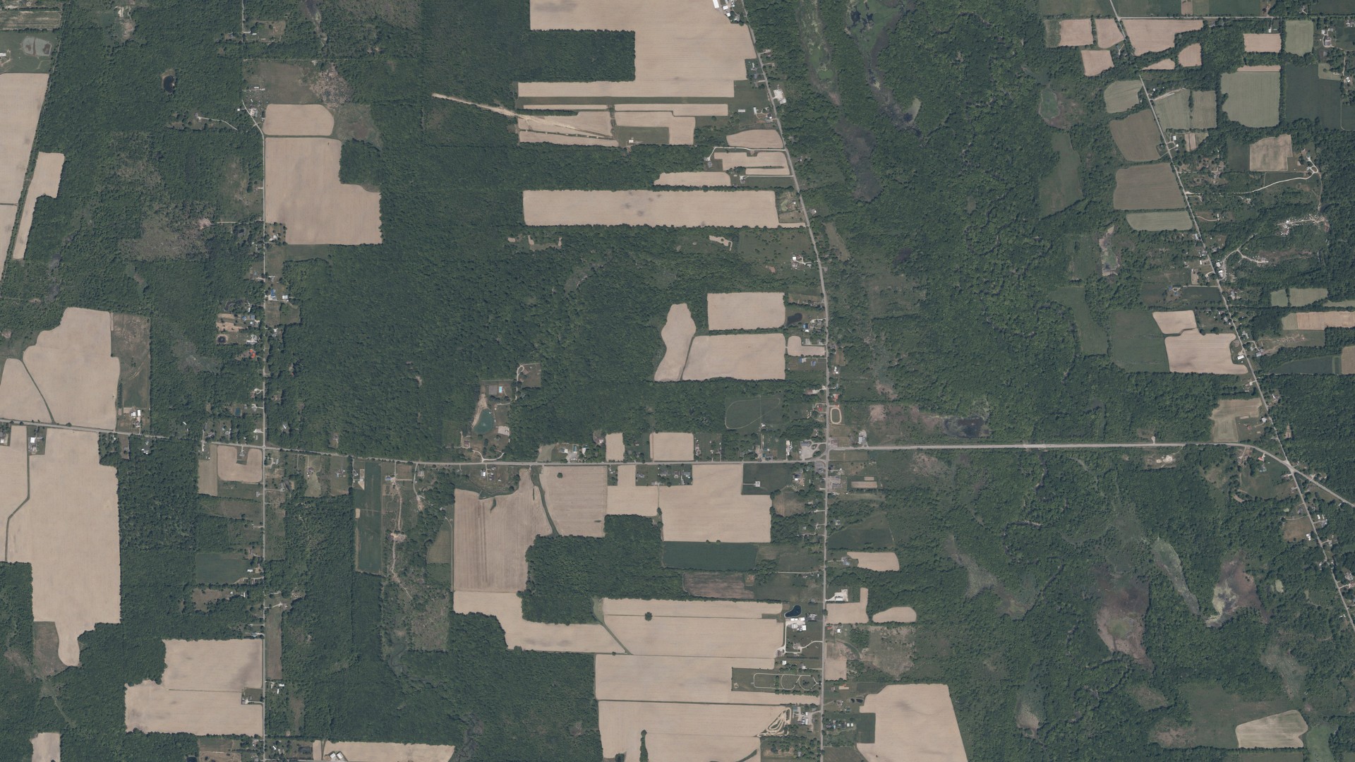 Aerial view of land around Vernon, Ohio