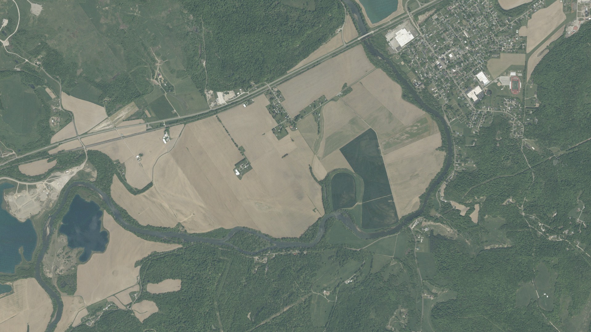 Natural-color aerial photograph of land around Clay, Ohio