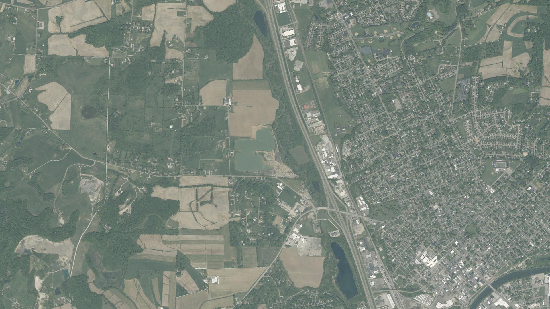 Aerial view of land around Dover, Ohio
