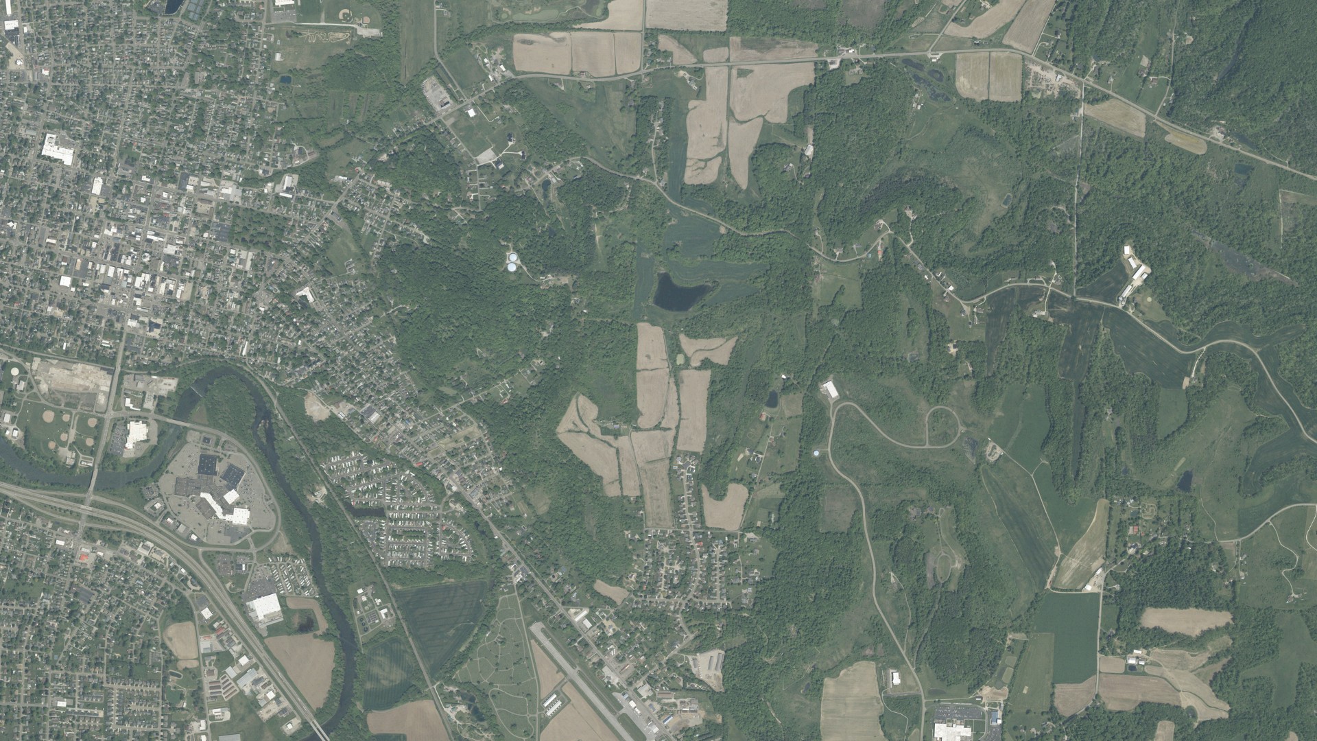 Aerial view of land around Goshen, Ohio