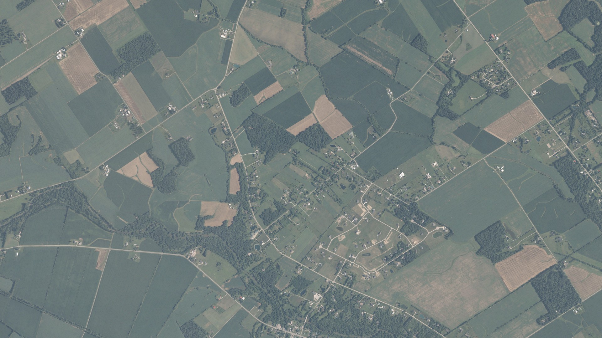 Aerial view of land around Darby, Ohio