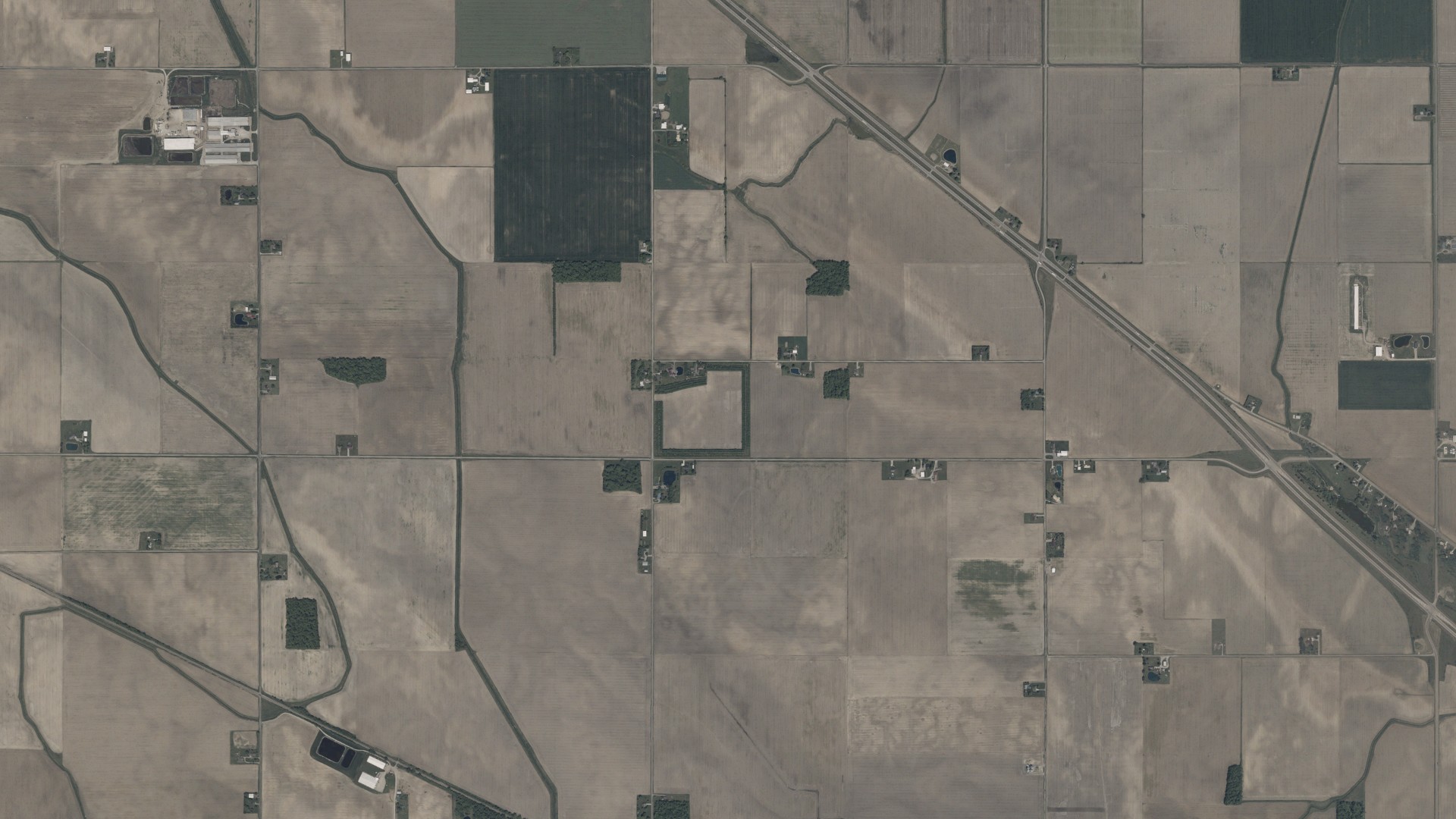 Aerial view of land around Tully, Ohio
