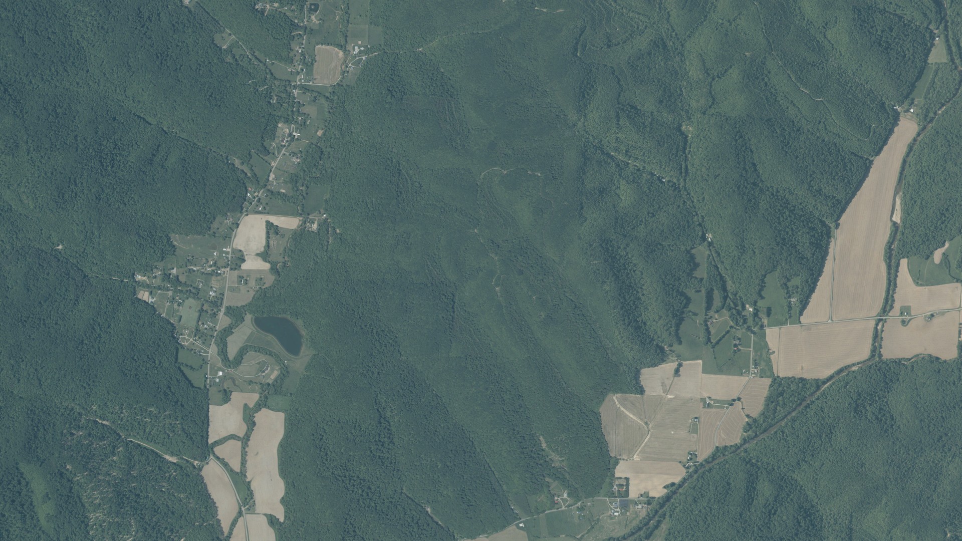 Aerial view of land around Eagle, Ohio