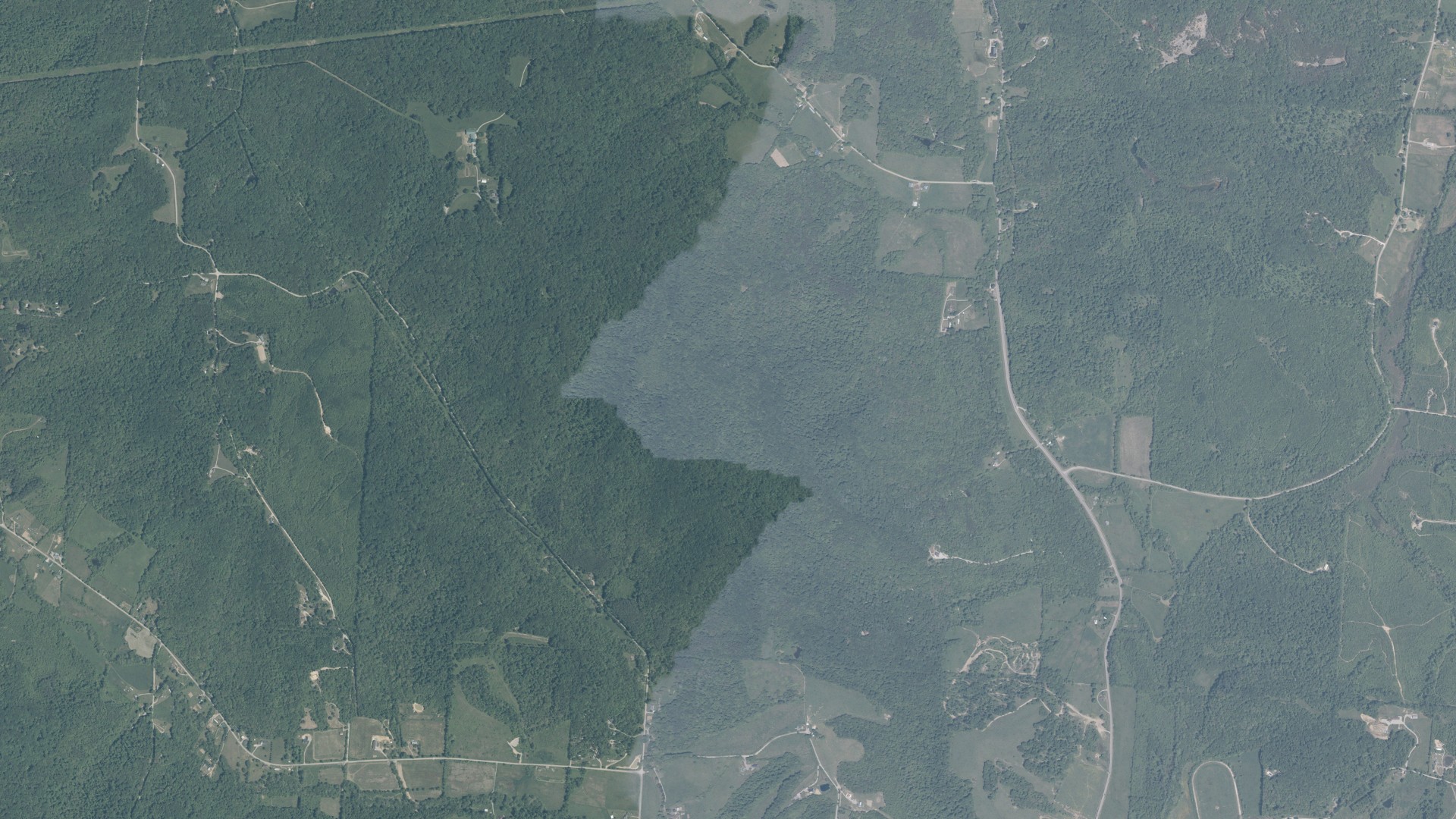 Aerial view of land around Swan, Ohio