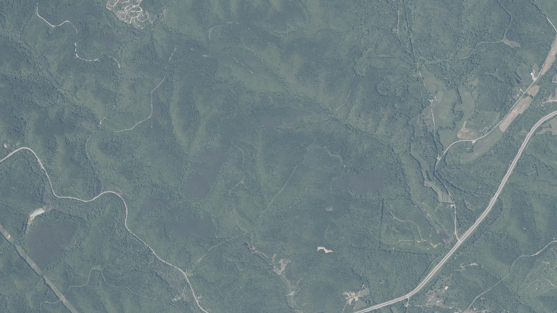 Aerial view of land around Vinton, Ohio