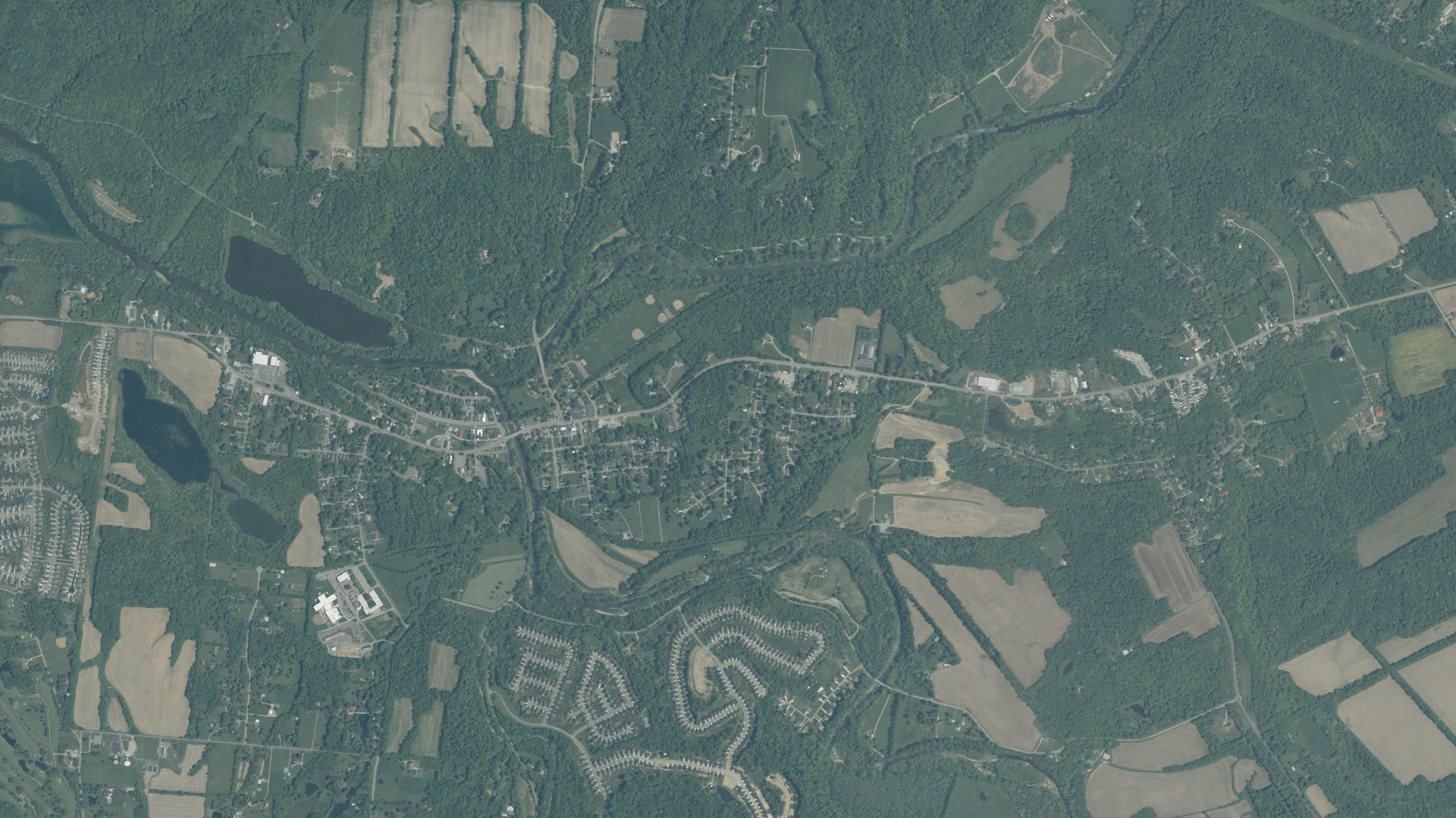 Natural-color aerial photograph of land around Salem, Ohio