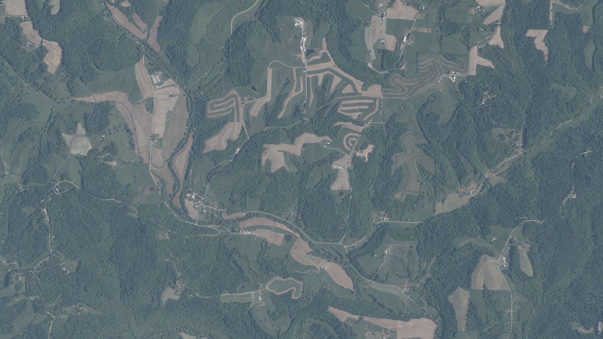 Aerial view of land around Fearing, Ohio
