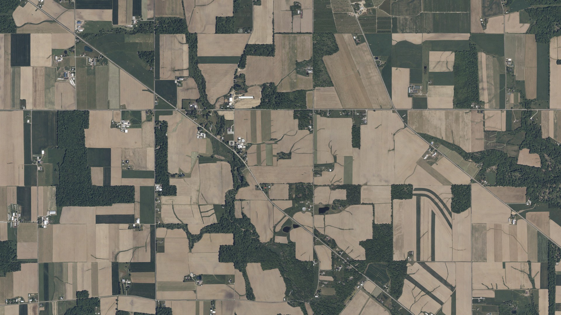 Aerial view of land around Chester, Ohio