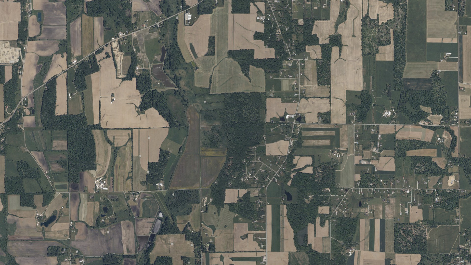 Aerial view of land around Clinton, Ohio