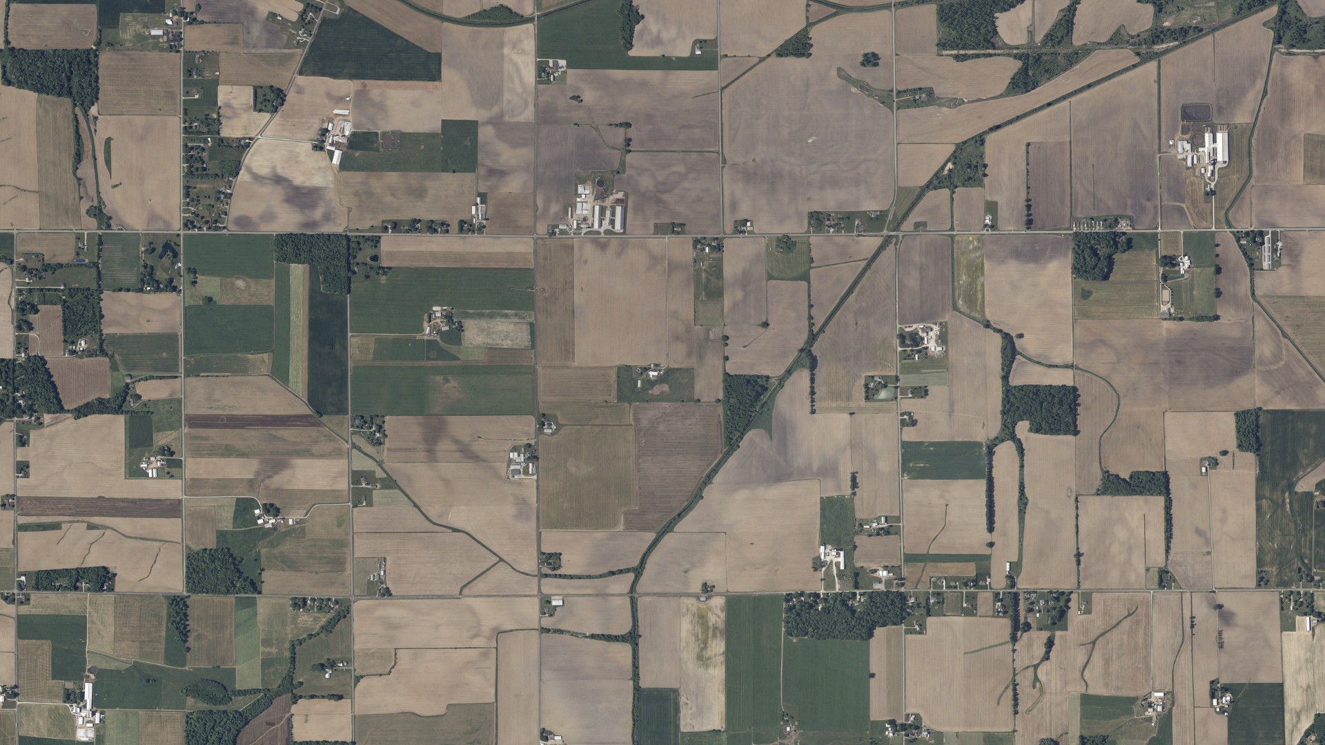 Aerial view of land around Milton, Ohio
