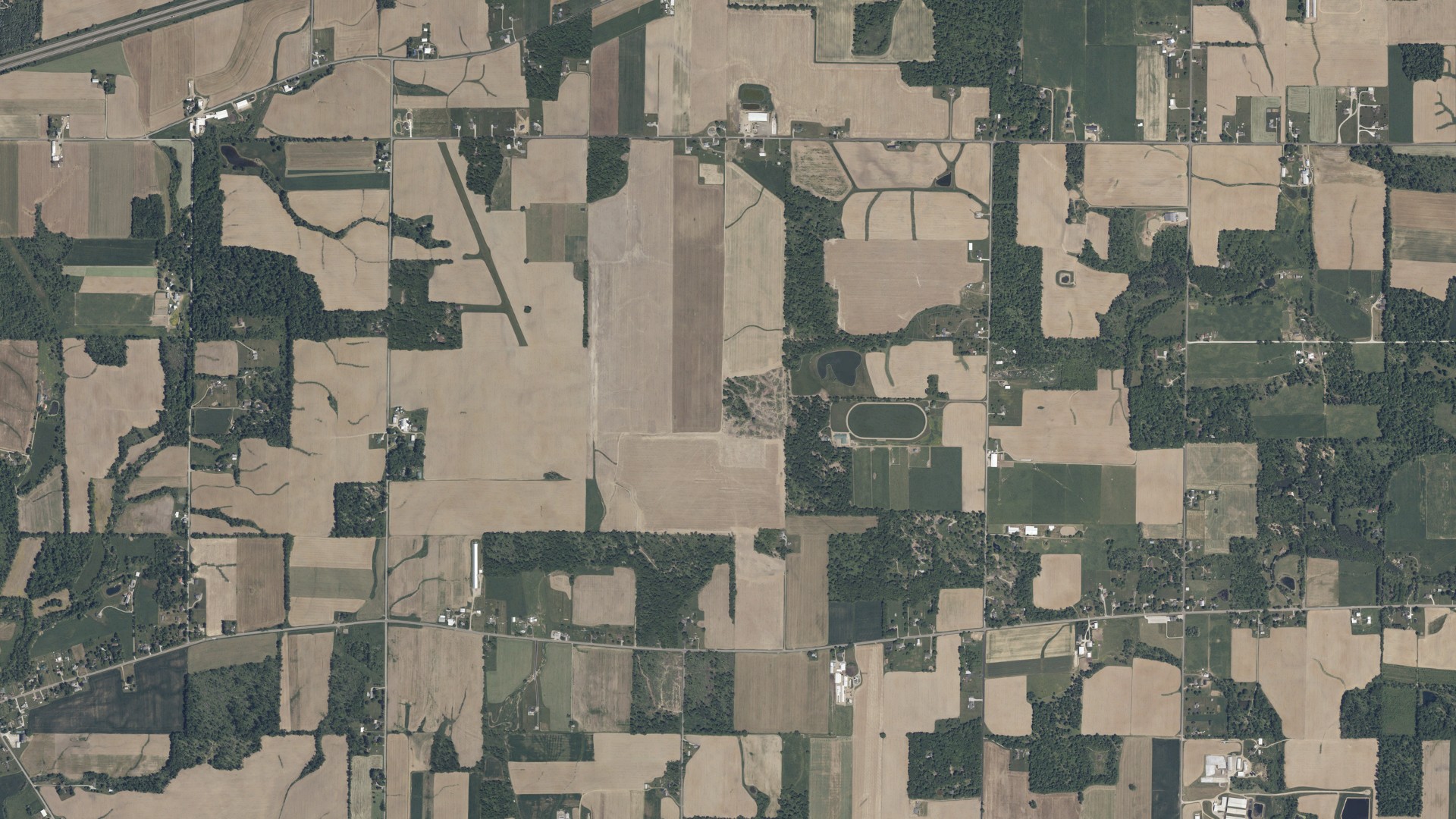 Aerial view of land around Plain, Ohio