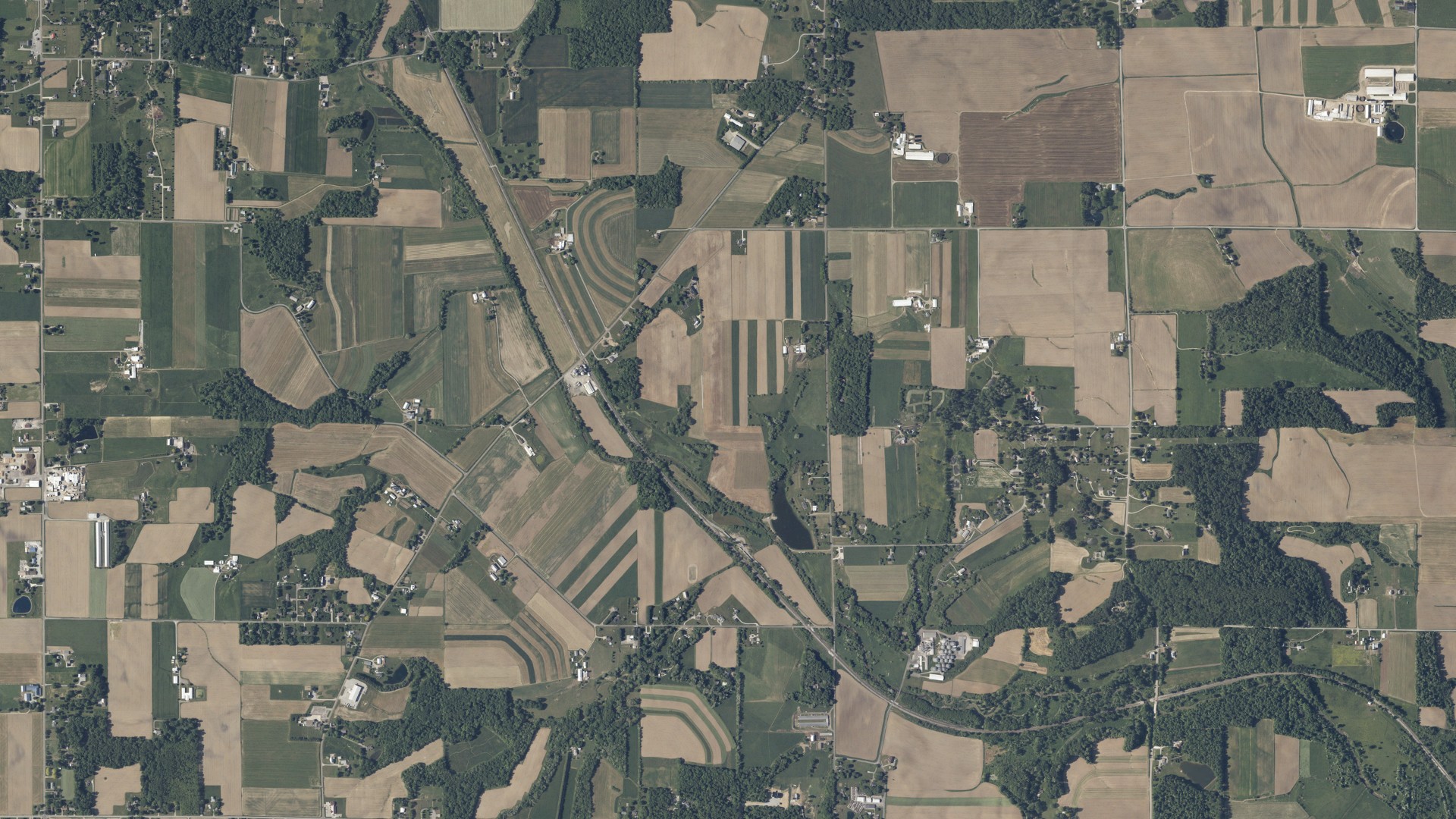 Aerial view of land around Sugar Creek, Ohio