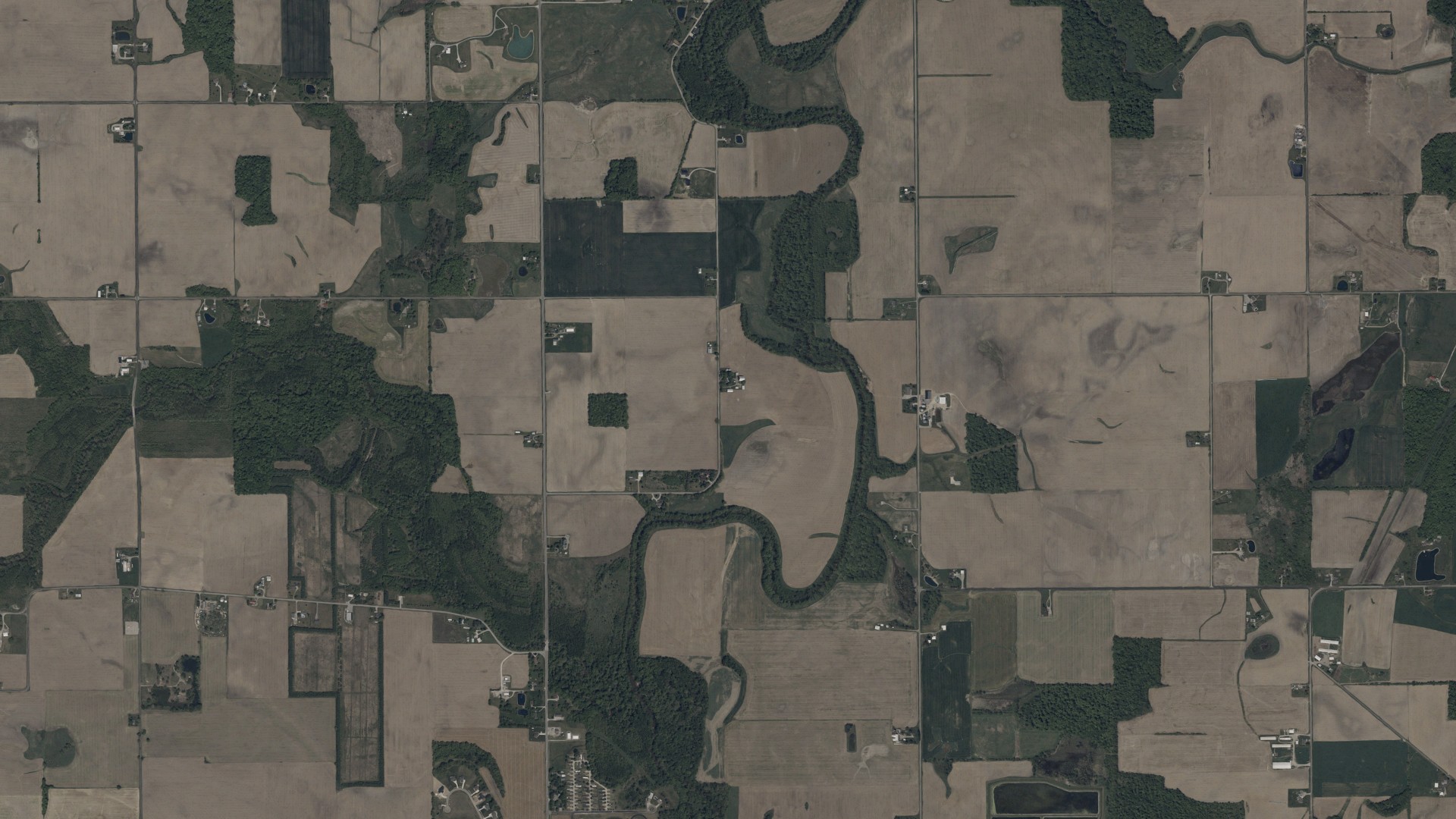 Aerial view of land around St. Joseph, Ohio