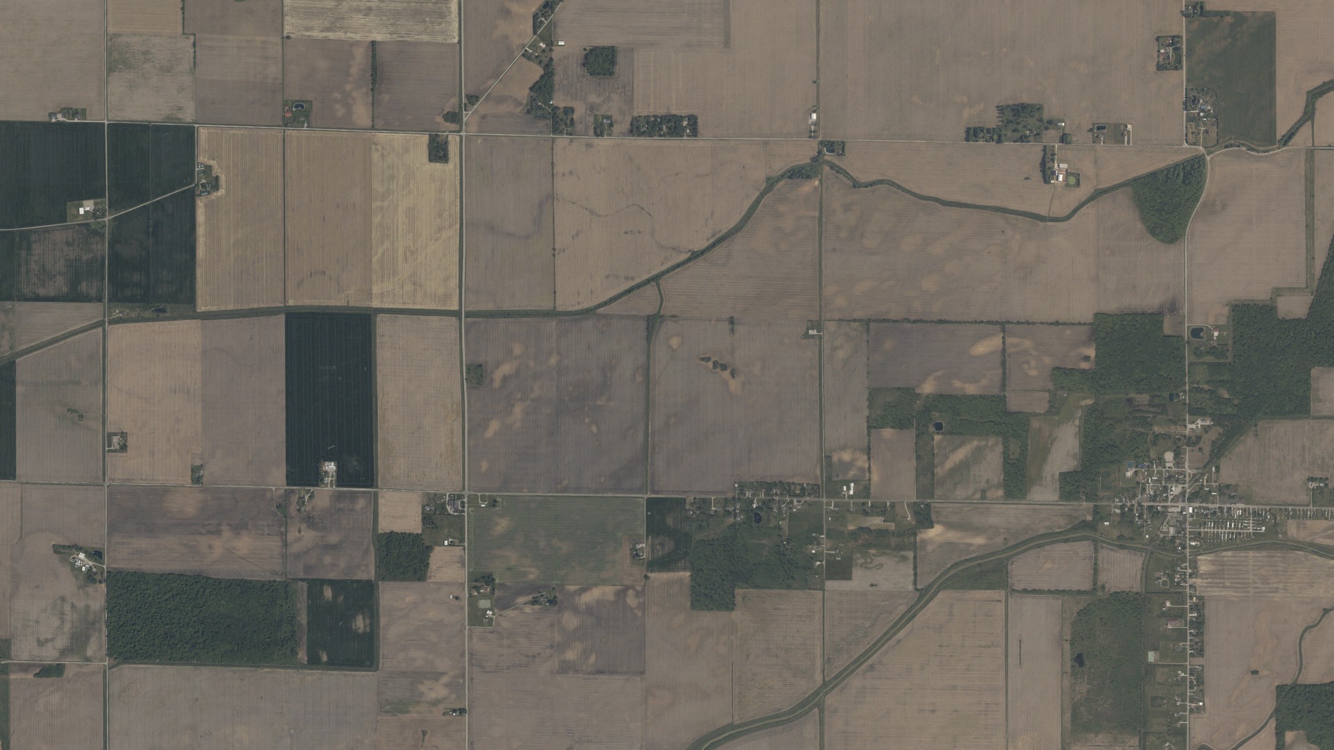 Aerial view of land around Liberty, Ohio