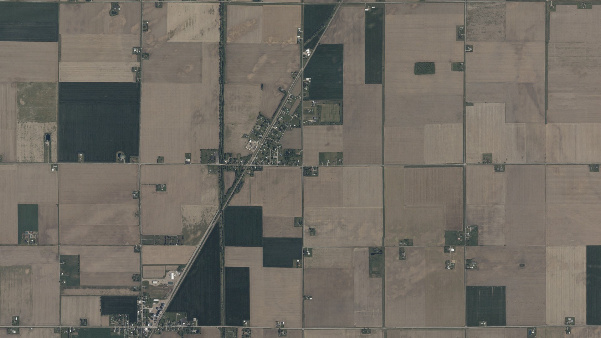 Aerial view of land around Milton, Ohio