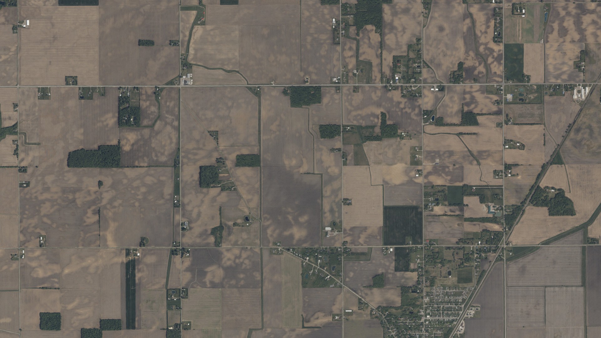 Natural-color aerial photograph of land around Weston, Ohio