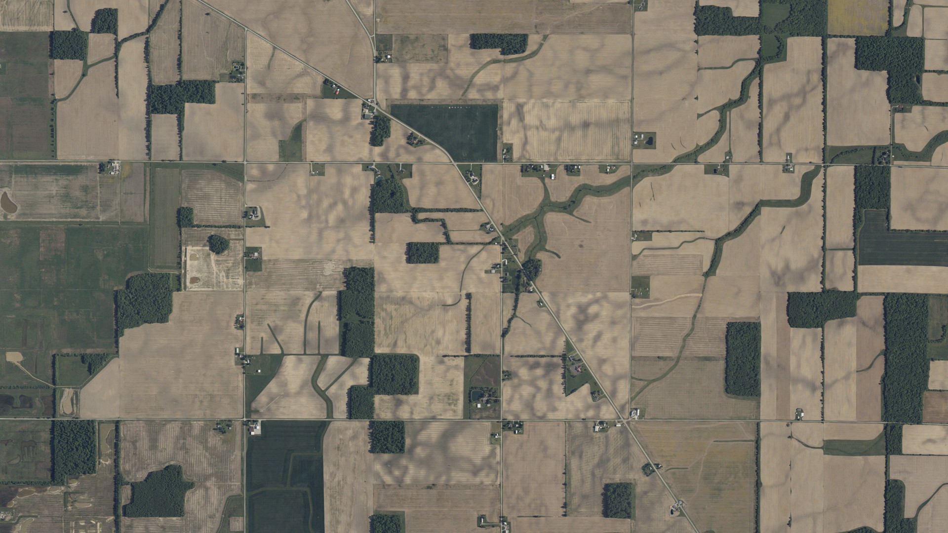 Natural-color aerial photograph of land around Jackson, Ohio