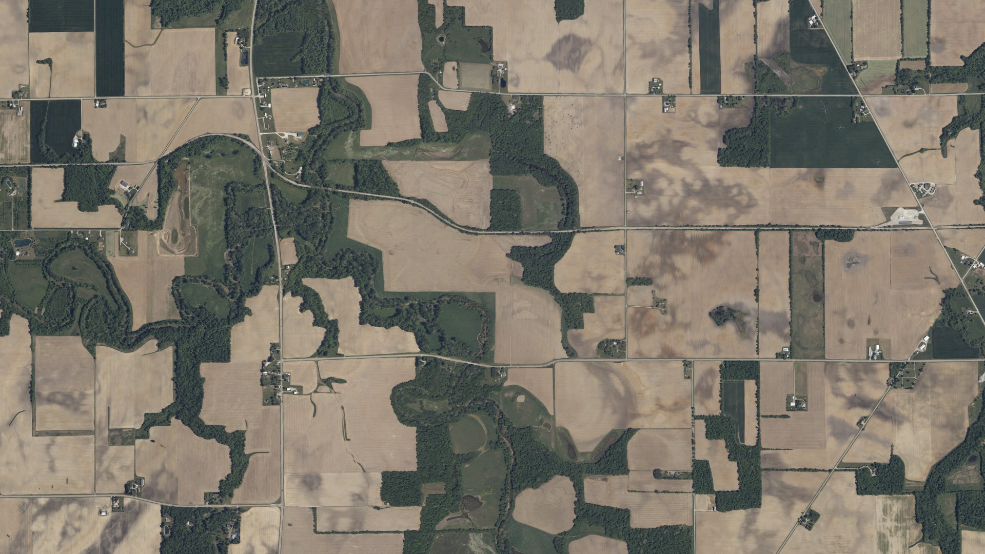 Aerial view of land around Tymochtee, Ohio