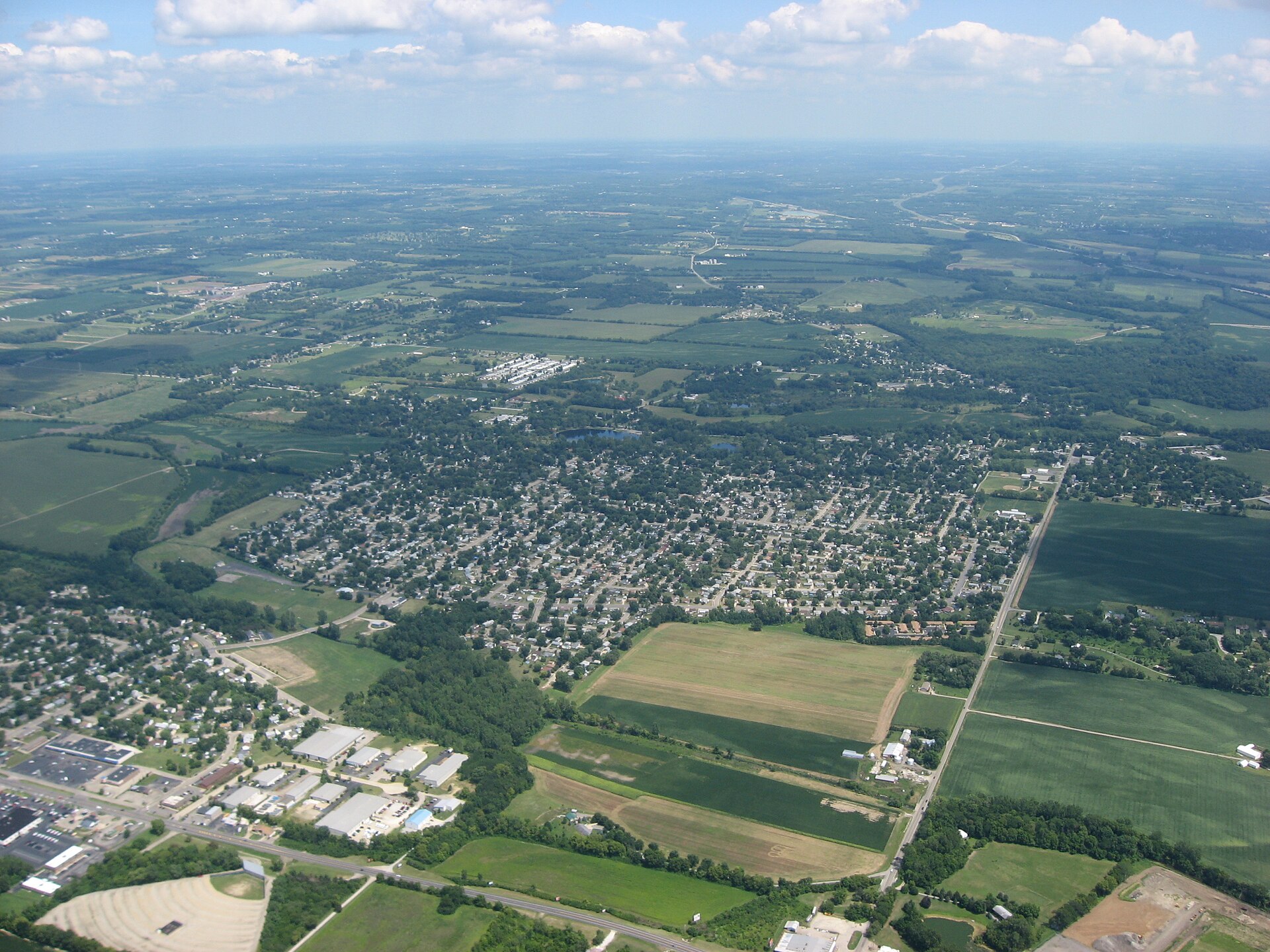 Aerial view of Crystal Lakes, a census-designated place in southeastern Clark County, Ohio, United States.