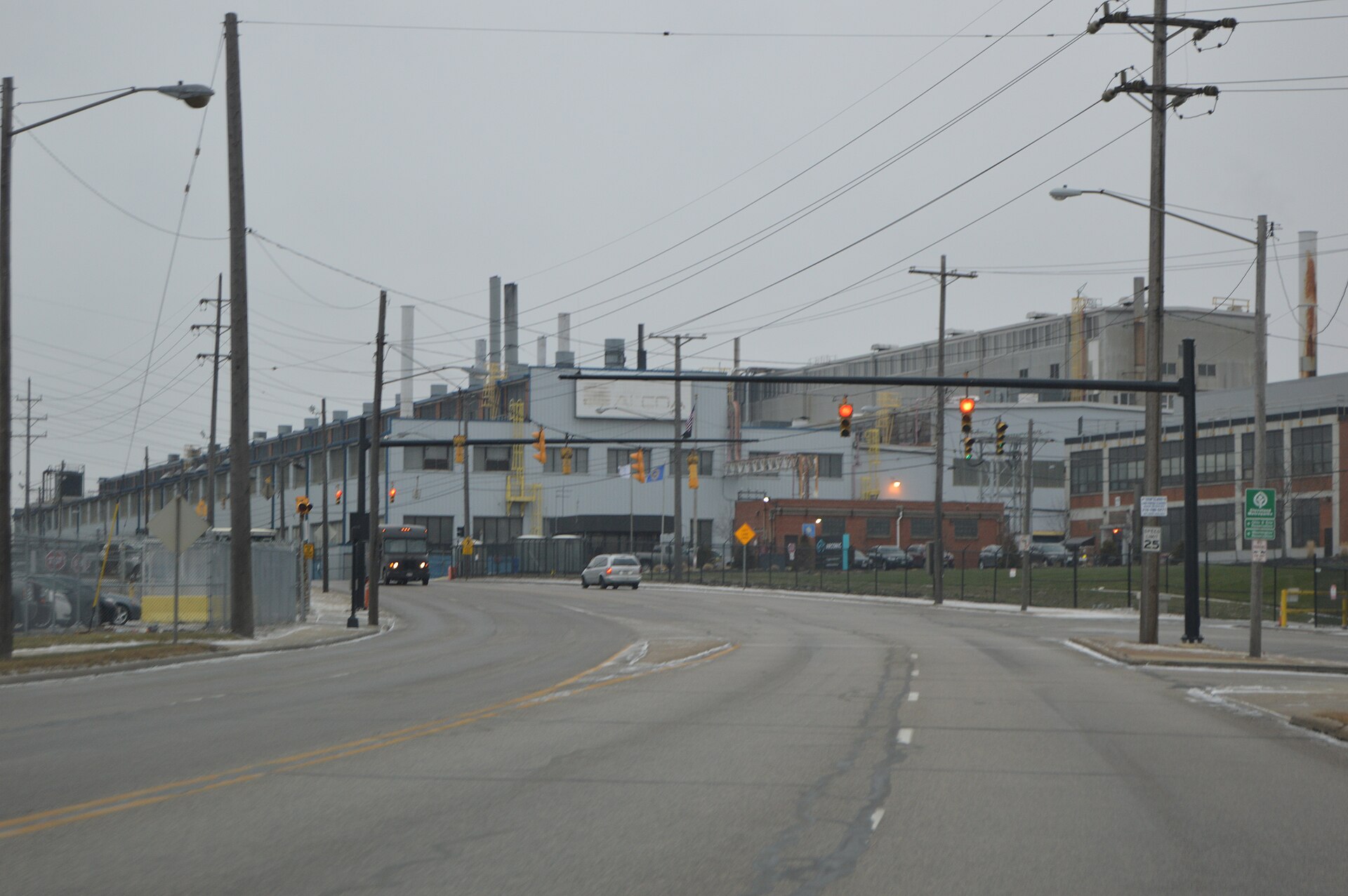 Industrial facilities on Harvard Avenue, seen from the Denison Harvard Bridge, in Cuyahoga Heights, Ohio, United States.