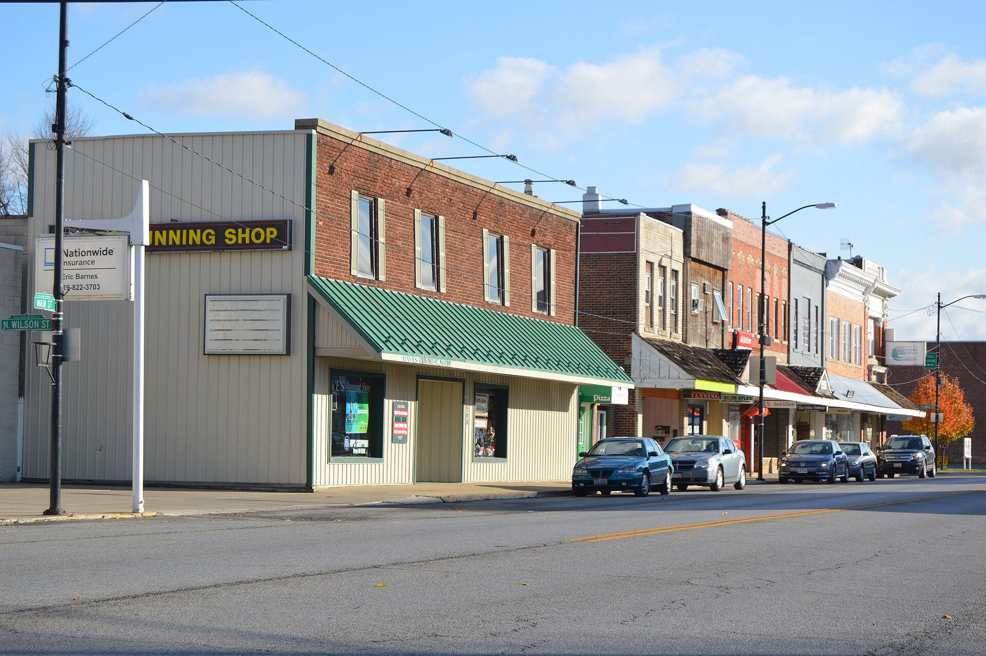 Buildings on Main Street (U.S. Route 20 Alternate/State Route 2) east of the Wilson Street intersection in Delta, Ohio, United States.
