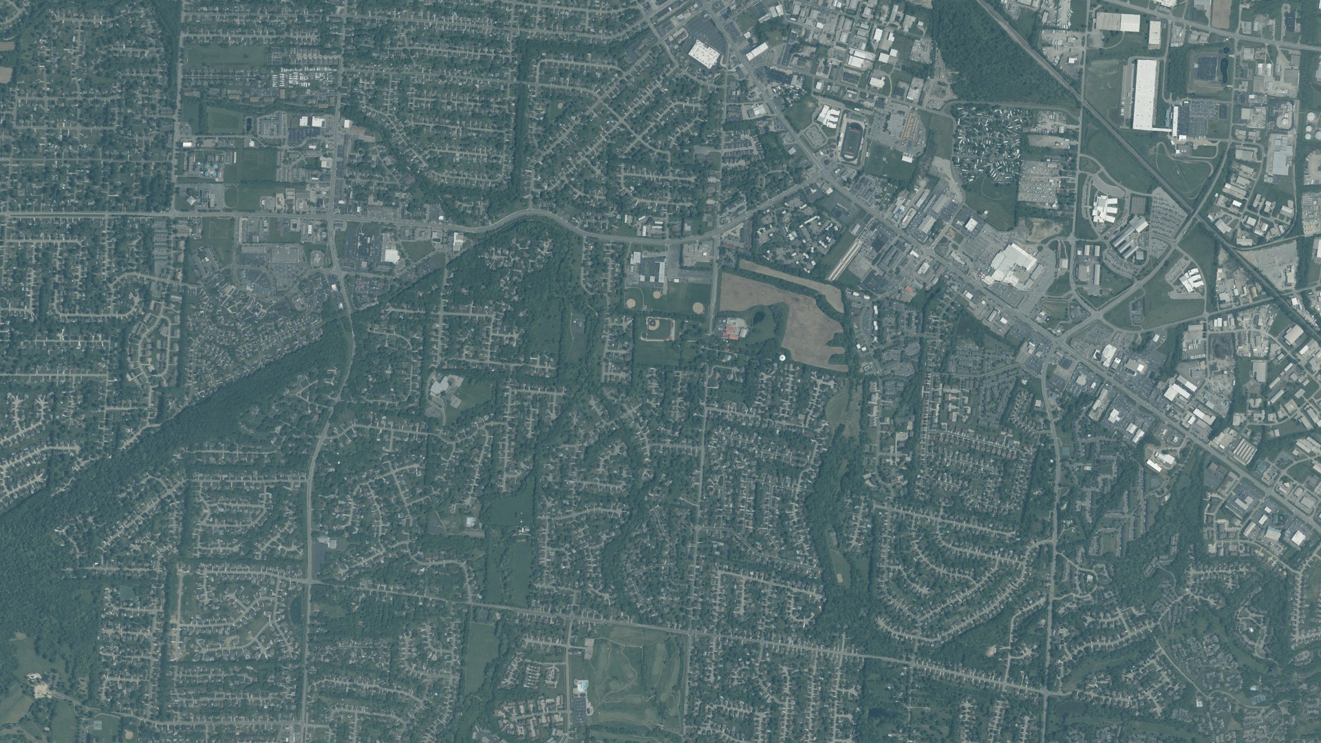 Aerial view of land around Fairfield, Ohio