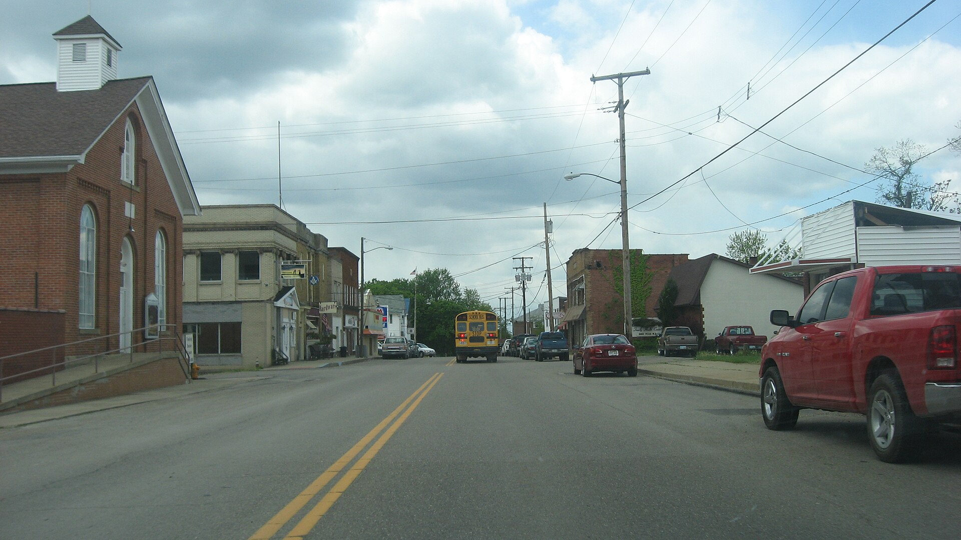 Downtown streets in Flushing, Ohio