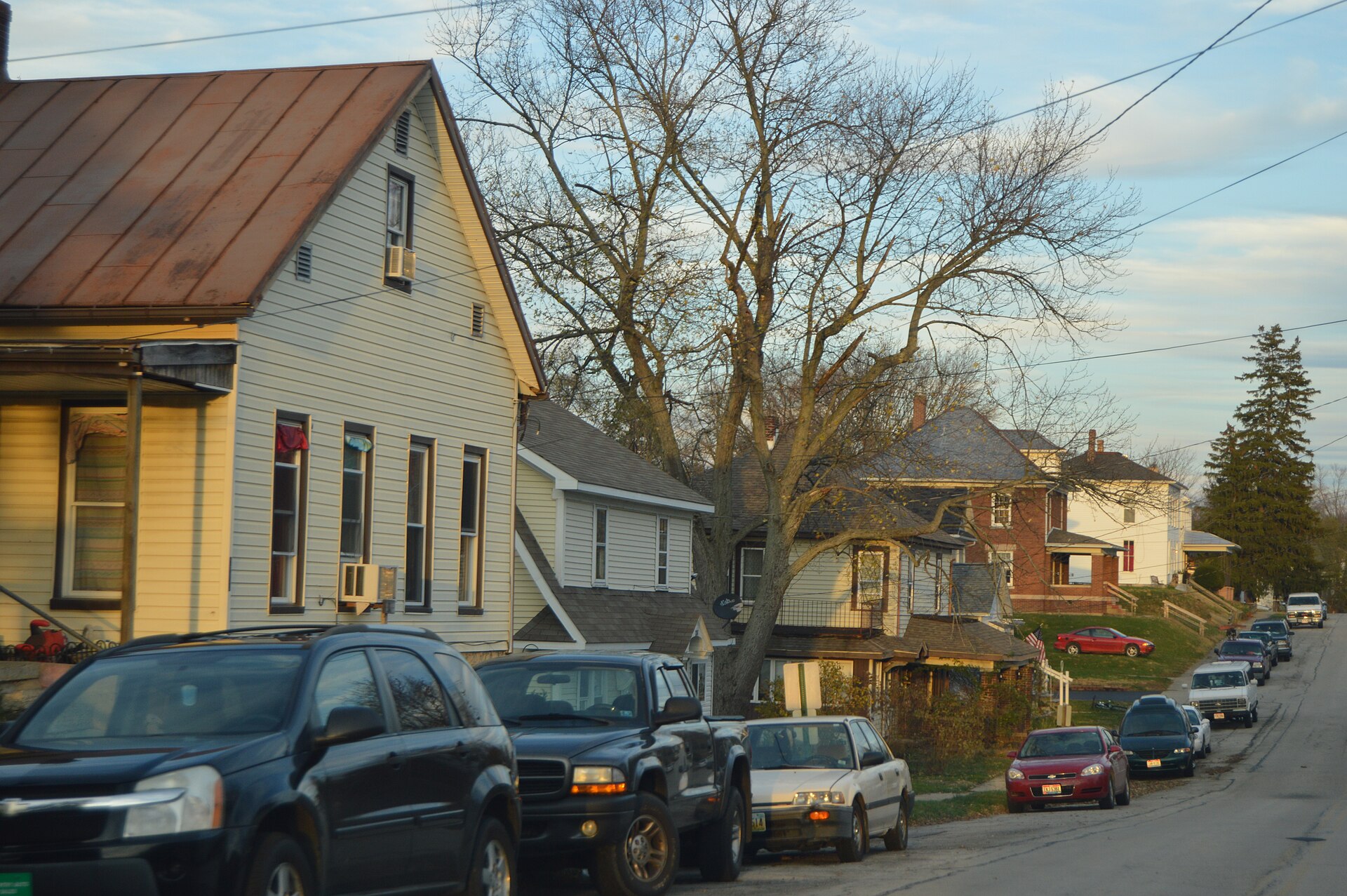 Houses on the northern side of Main Street east of the Clay Street intersection in Gettysburg, Ohio, United States.
