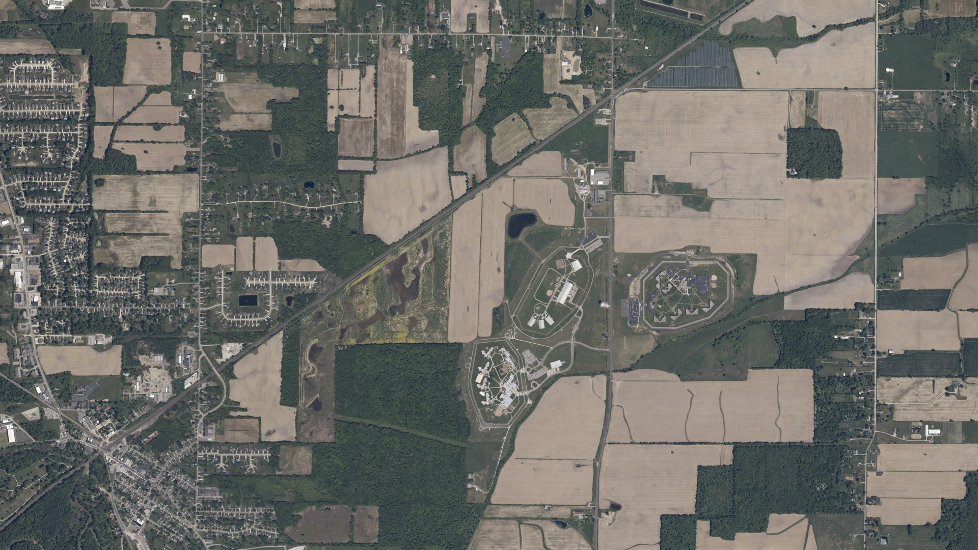 Aerial view of land around Grafton, Ohio