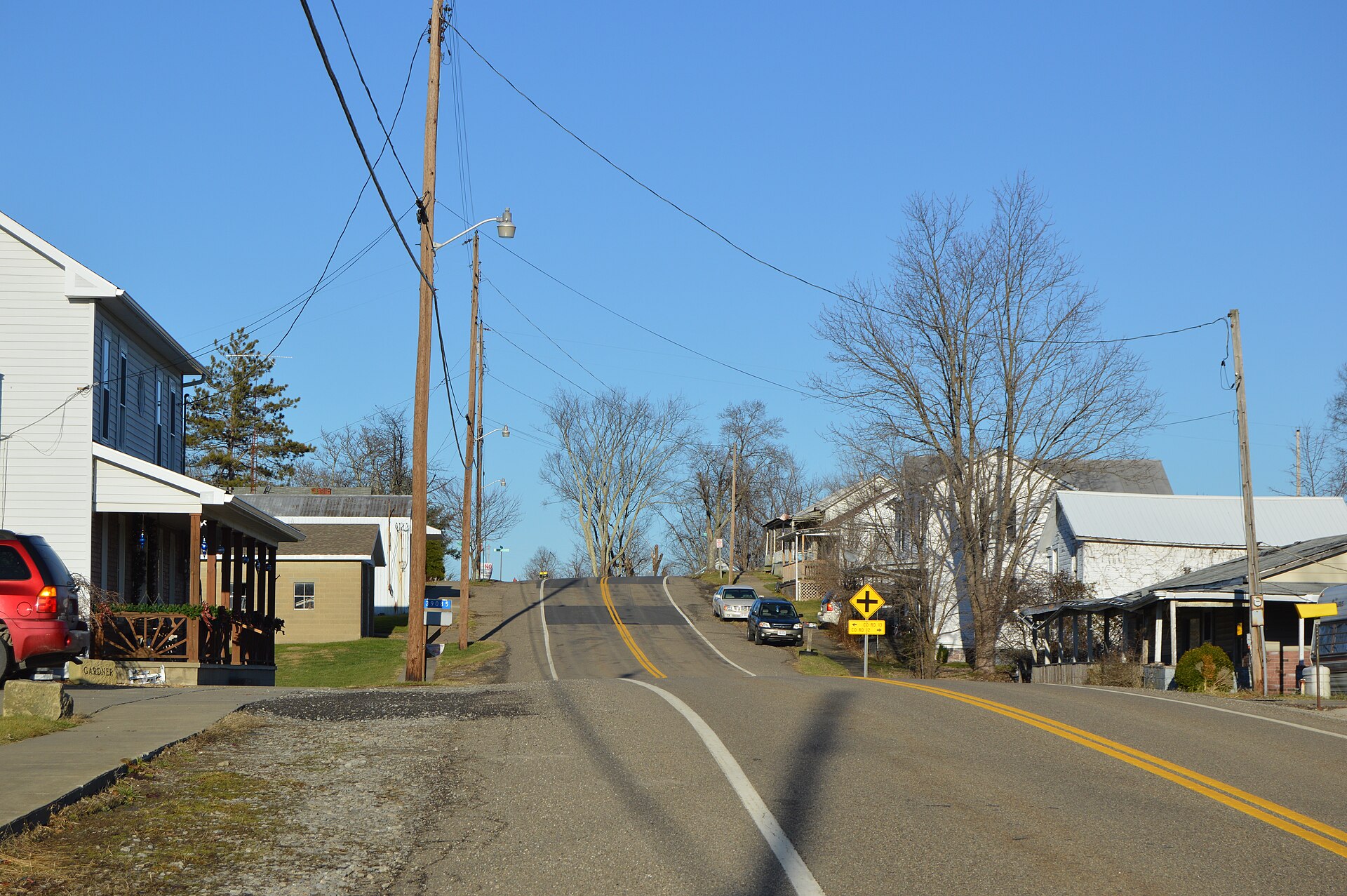 Looking northward along State Route 26 in Graysville, Ohio, United States. With fewer than one hundred residents, the village functionally has no other streets.
