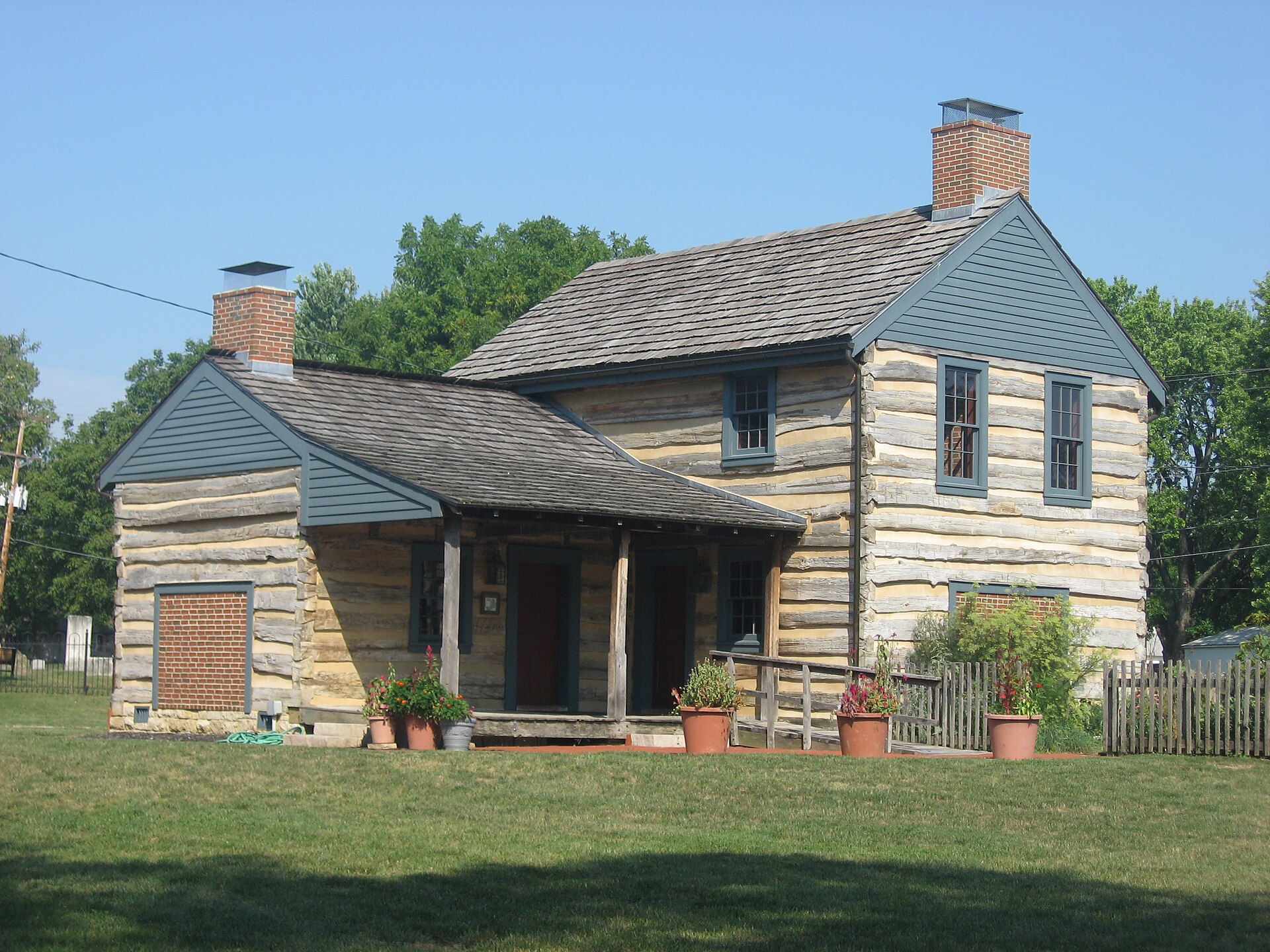 One of the Groveport Log Houses, located in a community park on the southern side of Wirt Road in Groveport, Ohio, United States.