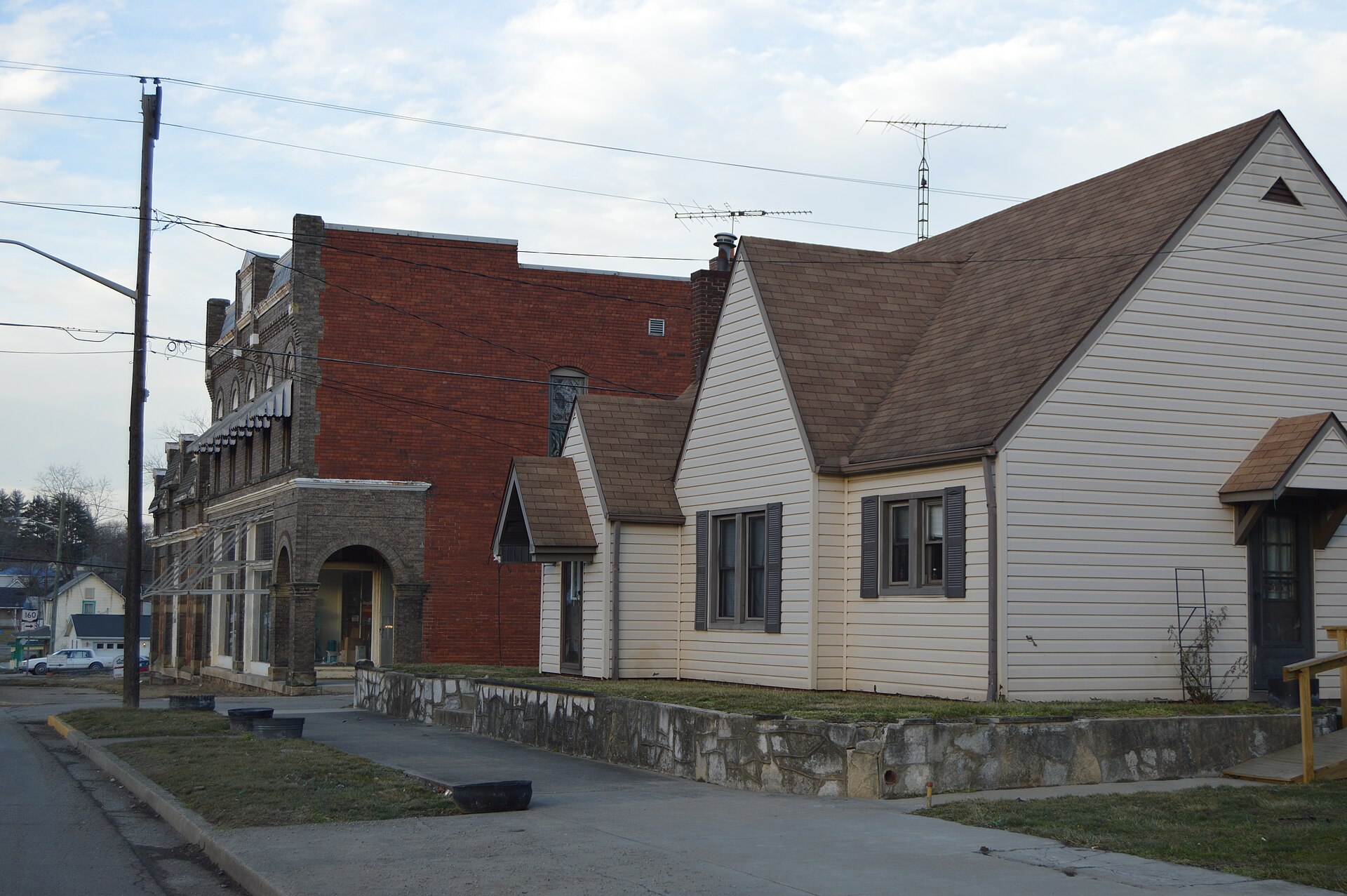 Buildings on the eastern side of Main Street (State Route 93) at the Chillicothe Street intersection in Hamden, Ohio, United States.