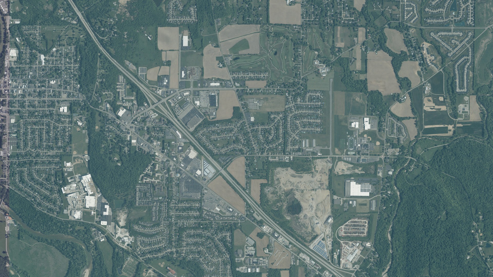 Aerial view of land around Harrison, Ohio