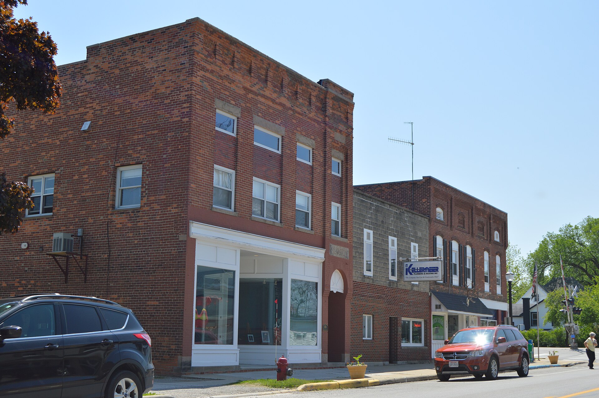Buildings on the eastern side of Findlay Street (State Route 64) in central Haskins, Ohio, United States.