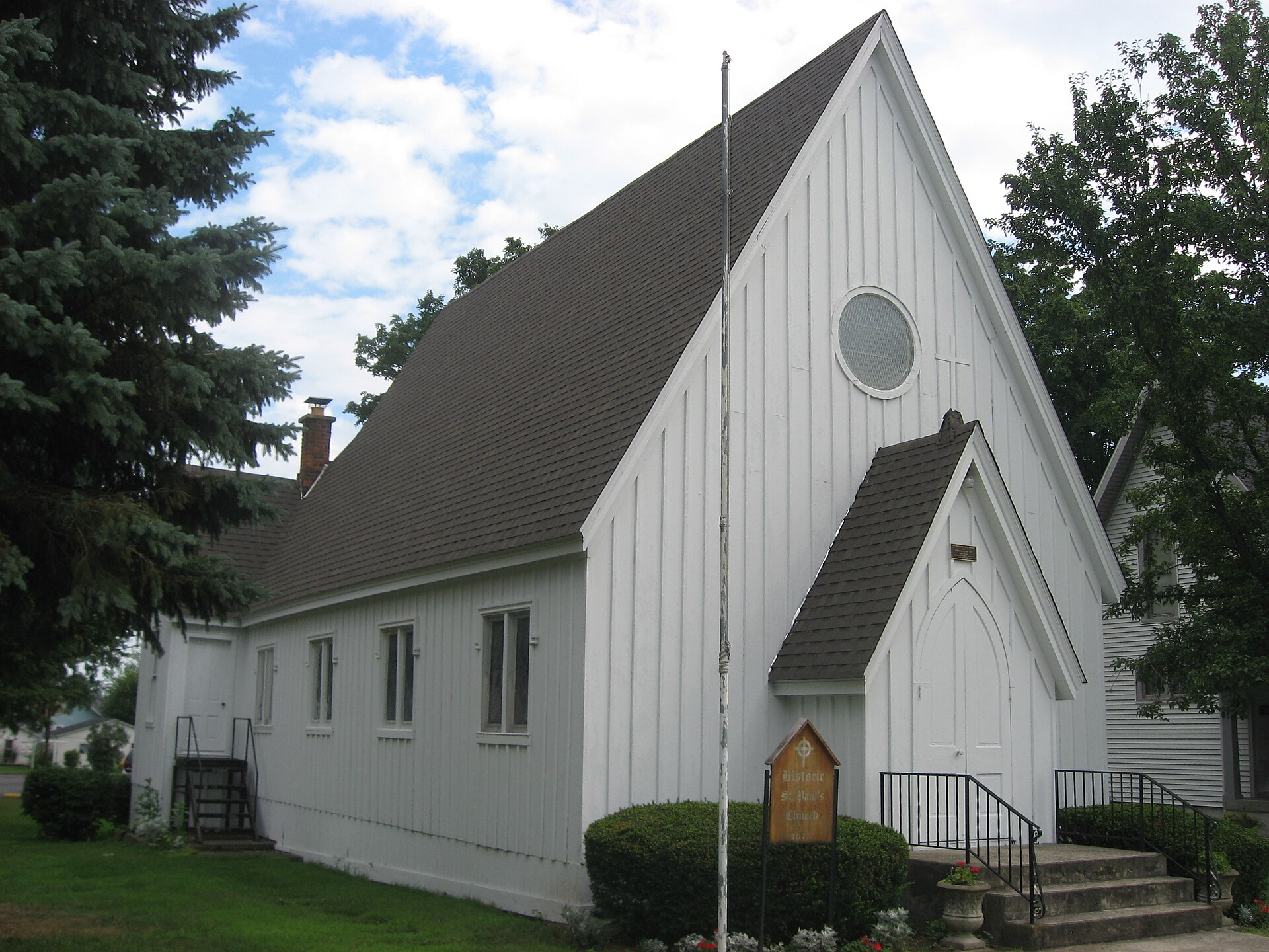 Front and eastern side of the former St. — Hicksville, Ohio