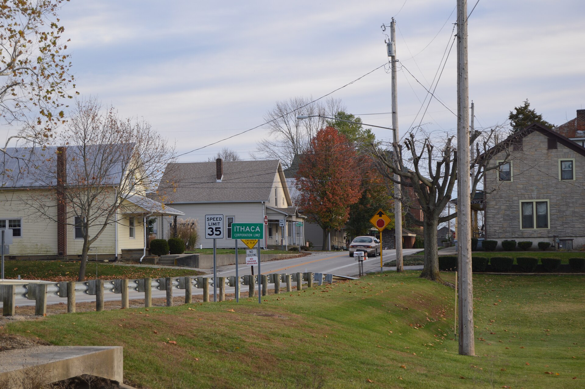 Entering Ithaca, Ohio, United States from the north on Main Street, the combined State Routes 503 and 722.