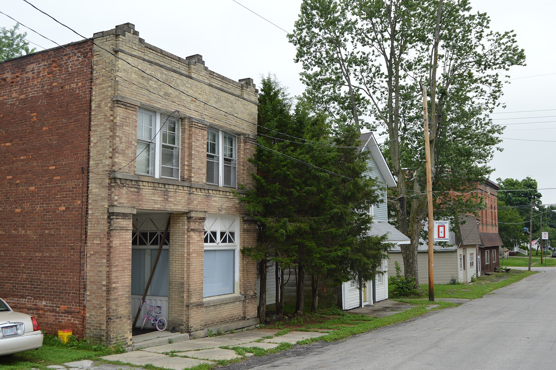 Buildings on the western side of High Street, south of the Sugar Street junction, in Lafayette, Ohio, United States.