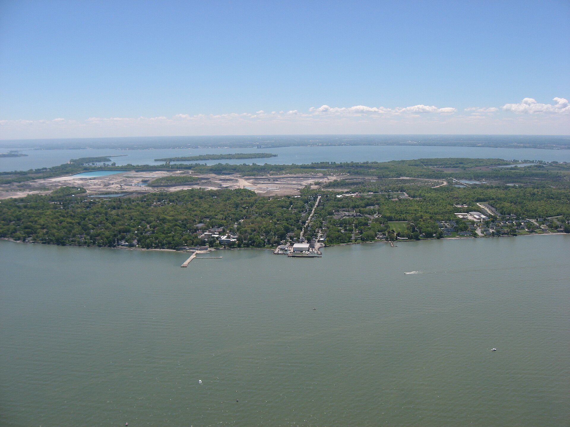 Aerial view of Lakeside, a community in Ottawa County, Ohio, United States between Marblehead and Port Clinton.