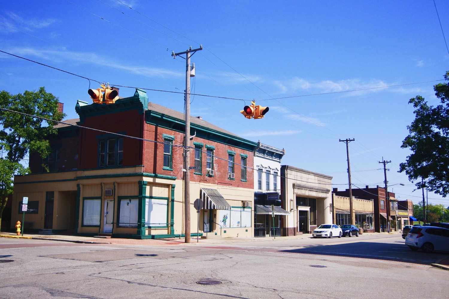 Businesses along Mill Street in Lockland, Ohio, United States.