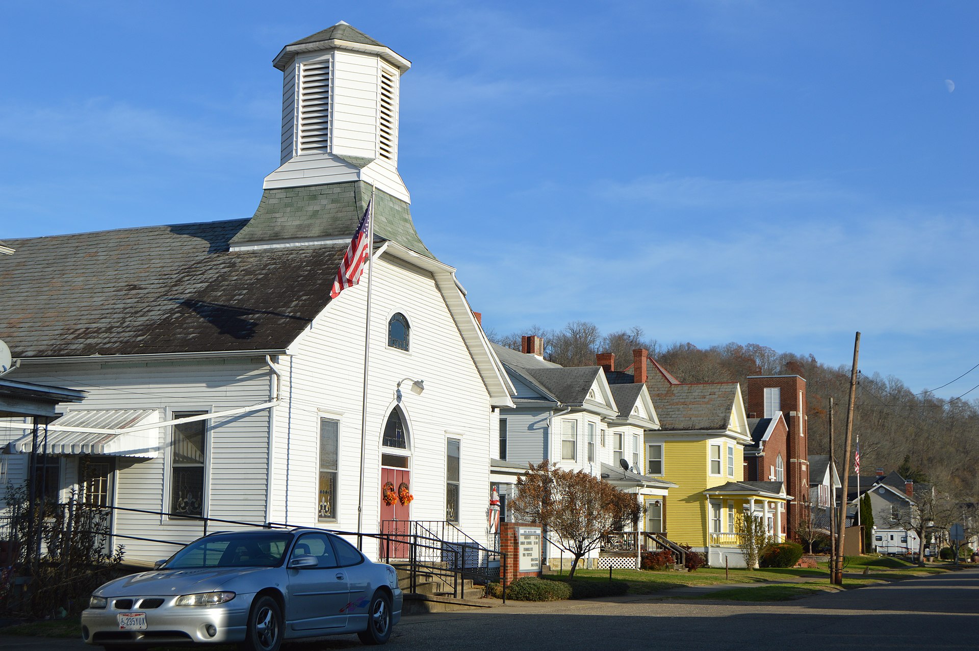Buildings on the northern side of the 300 block of Fourth Street in Lowell, Ohio, United States.