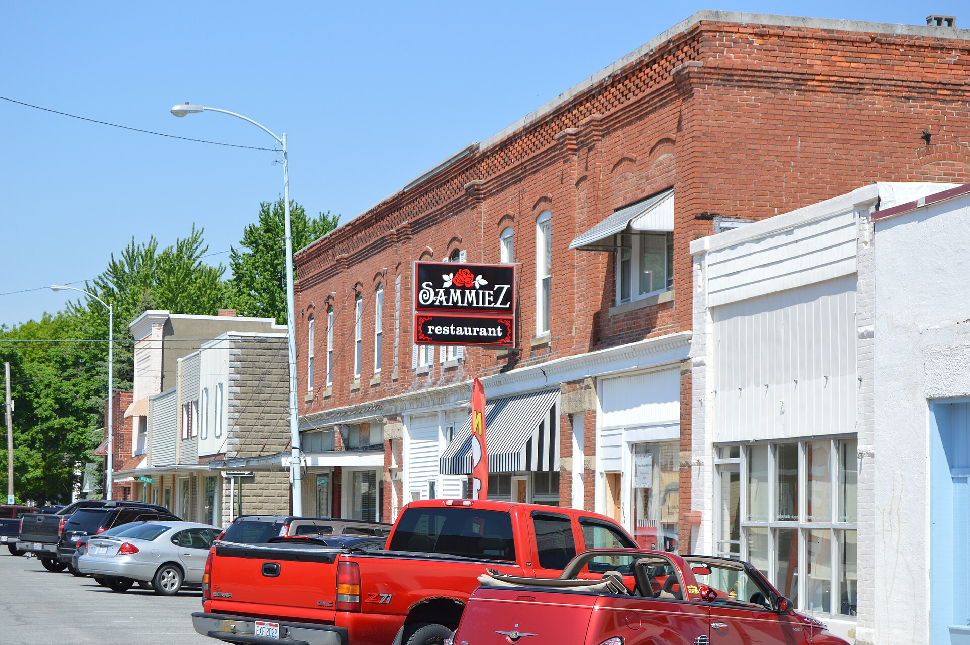 Buildings on the northern side of the 200 block of Main Street in Luckey, Ohio, United States.