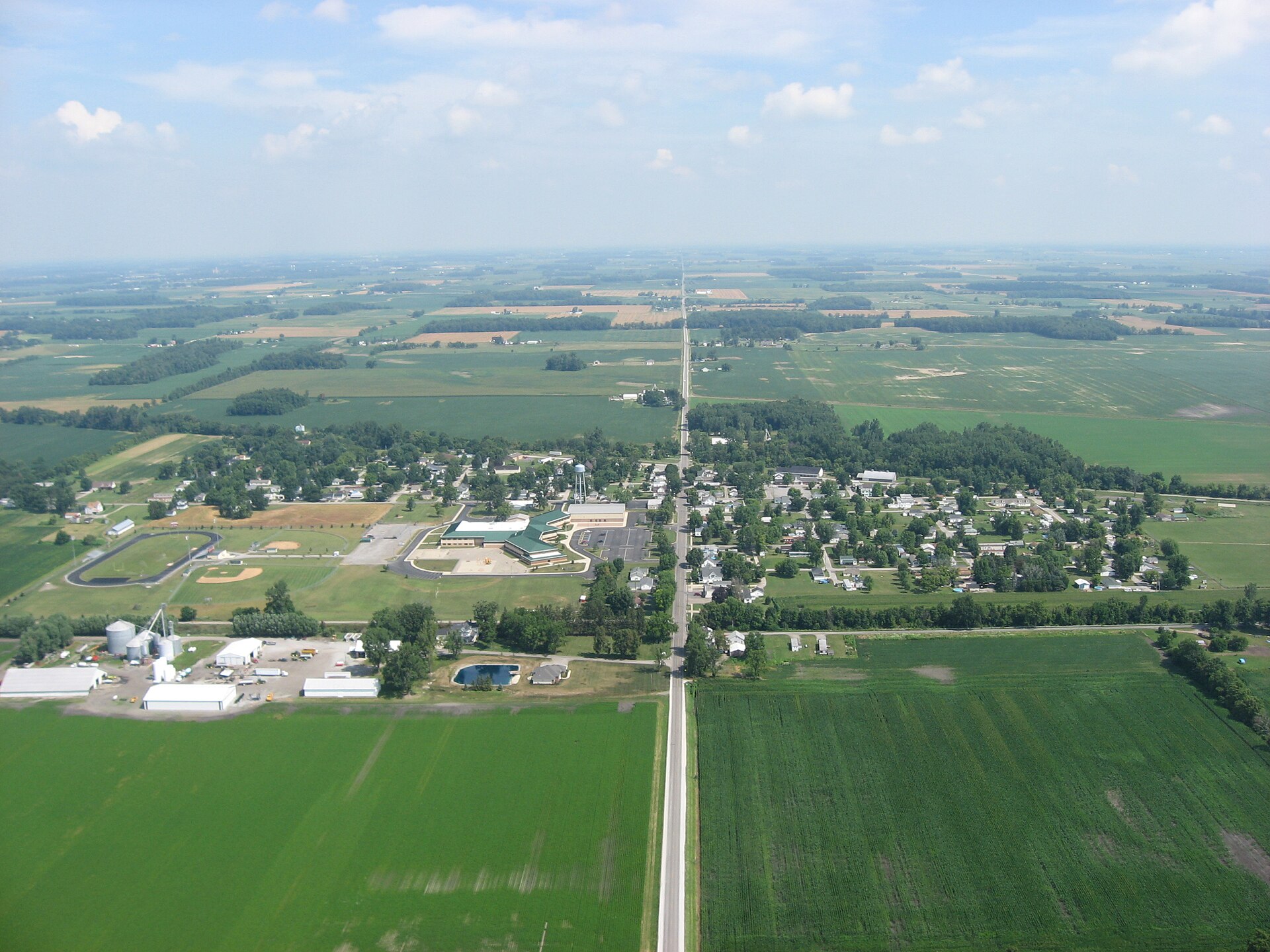 View of the Upper Scioto Valley High School in the village of McGuffey in western Hardin County, Ohio, United States.