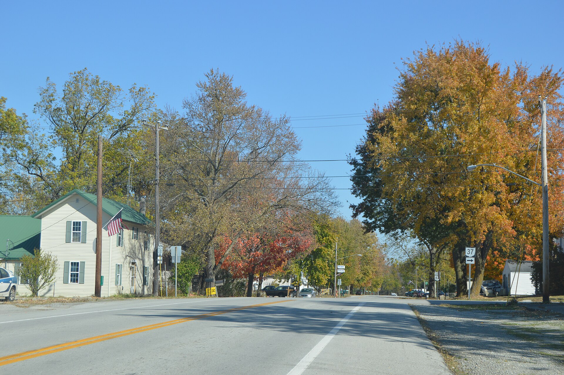 Looking eastward on Main Street (Ohio State Route 67) toward the Center Street (State Route 37) intersection in Marseilles, Ohio, United States.