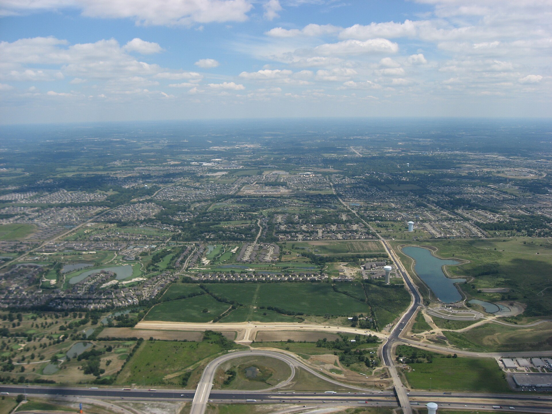 Aerial view of Mason, a city in Warren County, Ohio, United States.