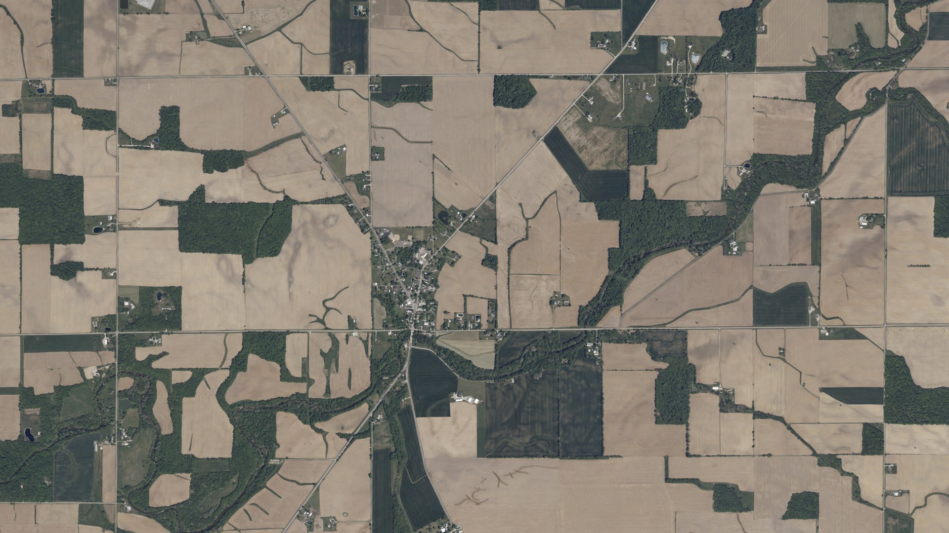 Natural-color aerial photograph of land around Melmore, Ohio
