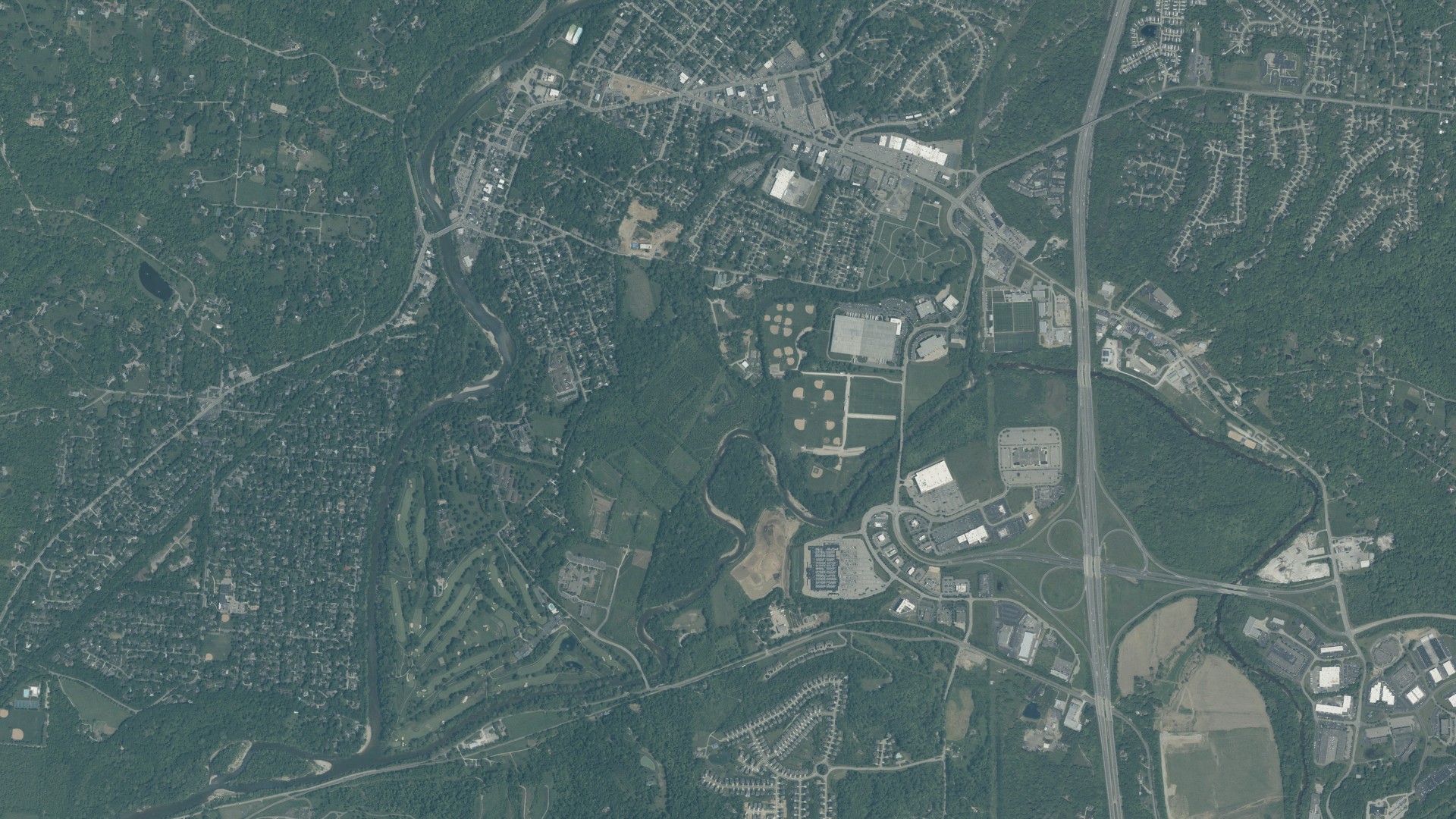 Aerial view of land around Milford, Ohio