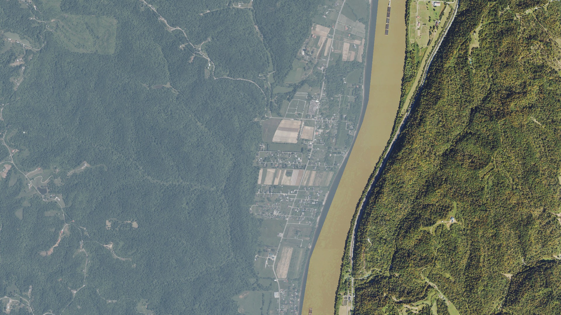 Aerial view of land around Miller, Ohio