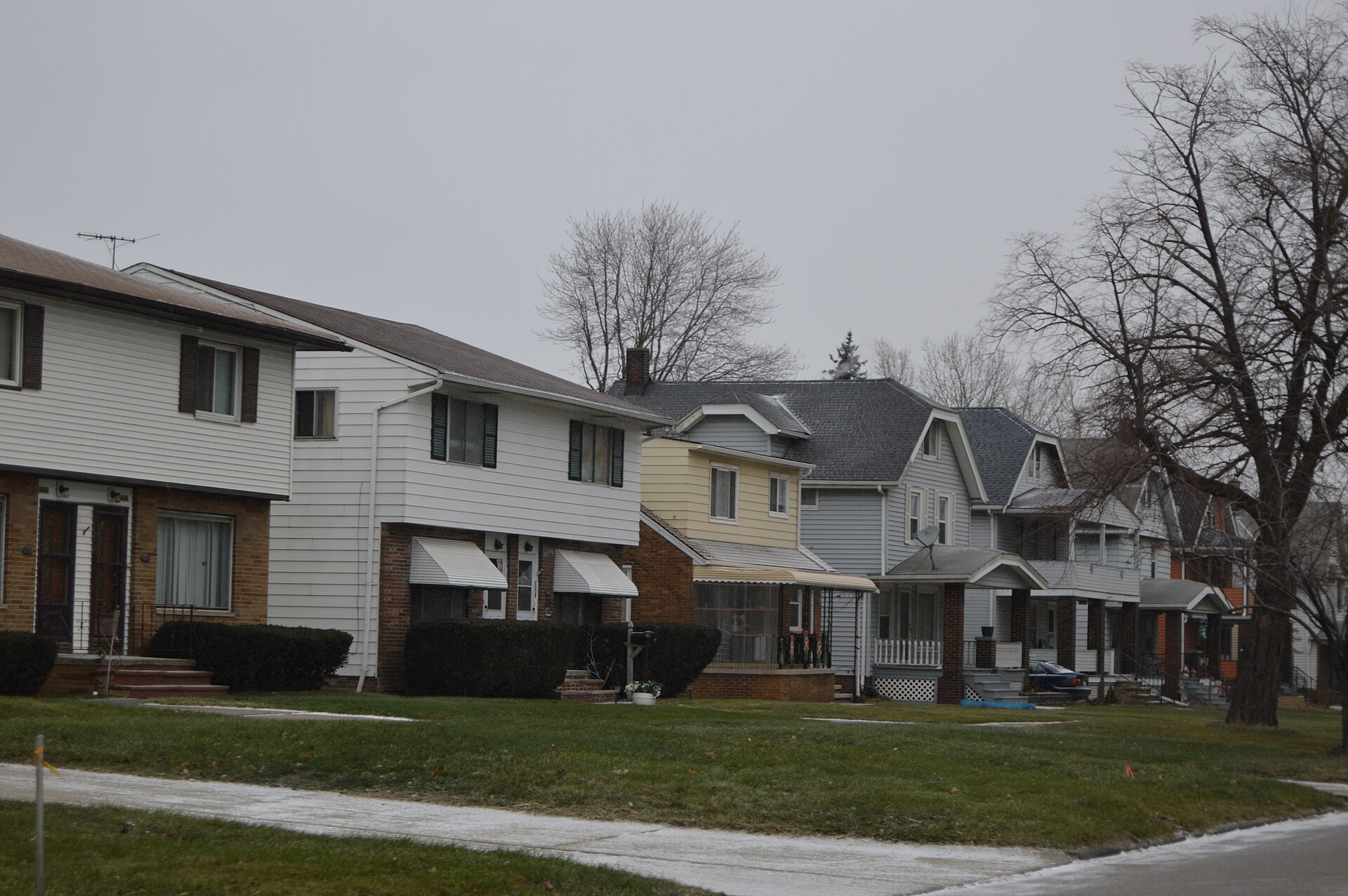 Houses on Washington Park Boulevard, just north of Harvard Avenue, in Newburgh Heights, Ohio, United States.