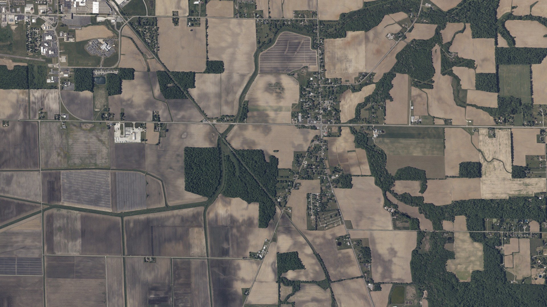 Aerial view of land around New Haven, Ohio