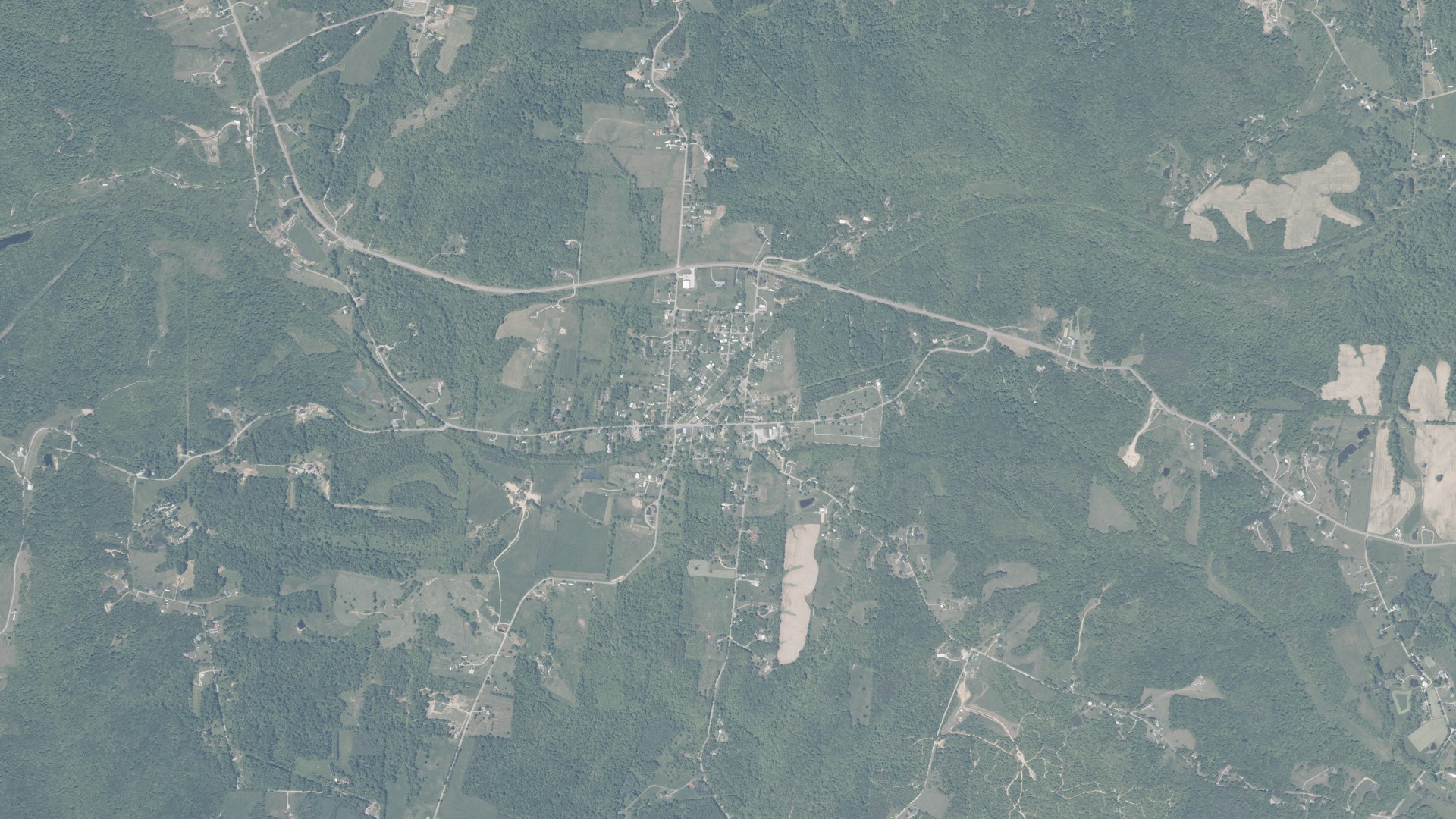 Natural-color aerial photograph of land around New Marshfield, Ohio